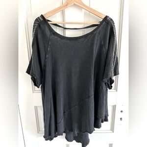 Free People Small Black Shirt with metal details on sleeves